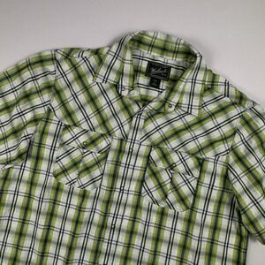 Woolrich Mens Snap Front Shirt Plaid Checks Short Sleeve Size XL Outdoor Pocket